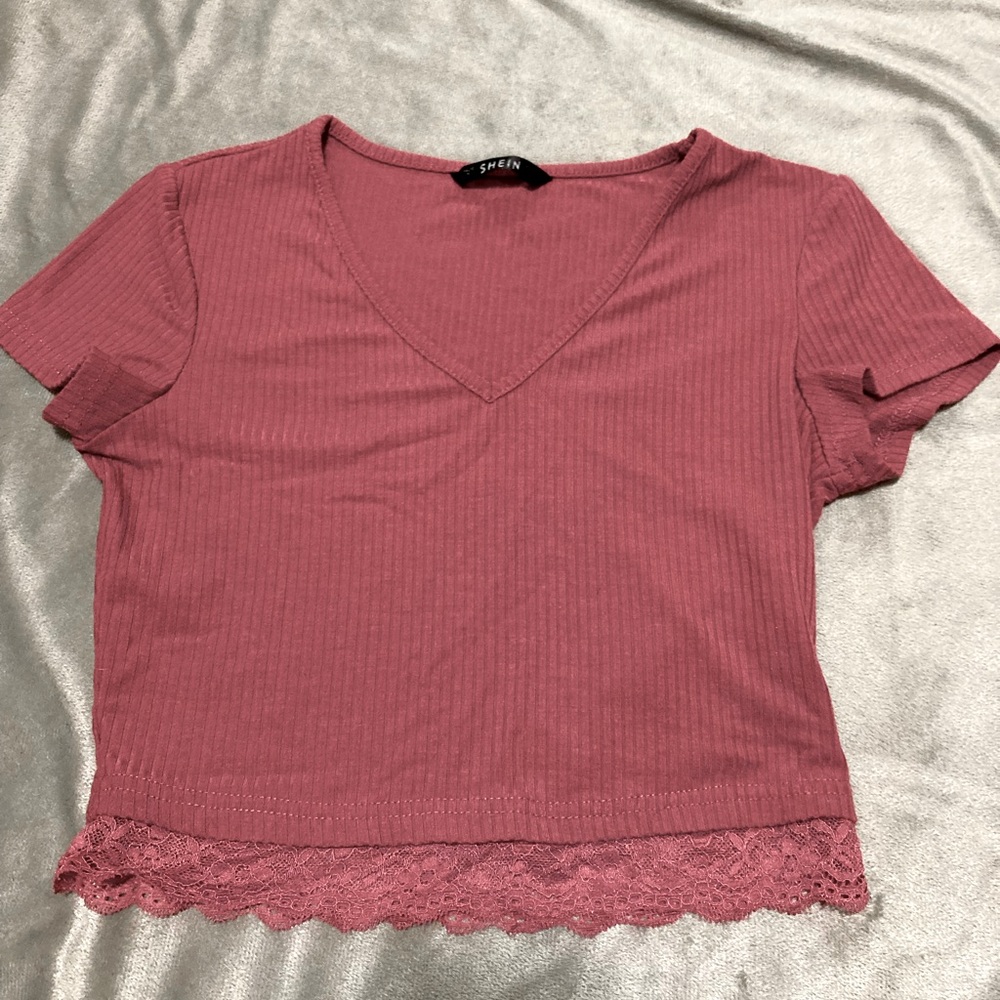 Blush Cropped Shortsleeve by Shein